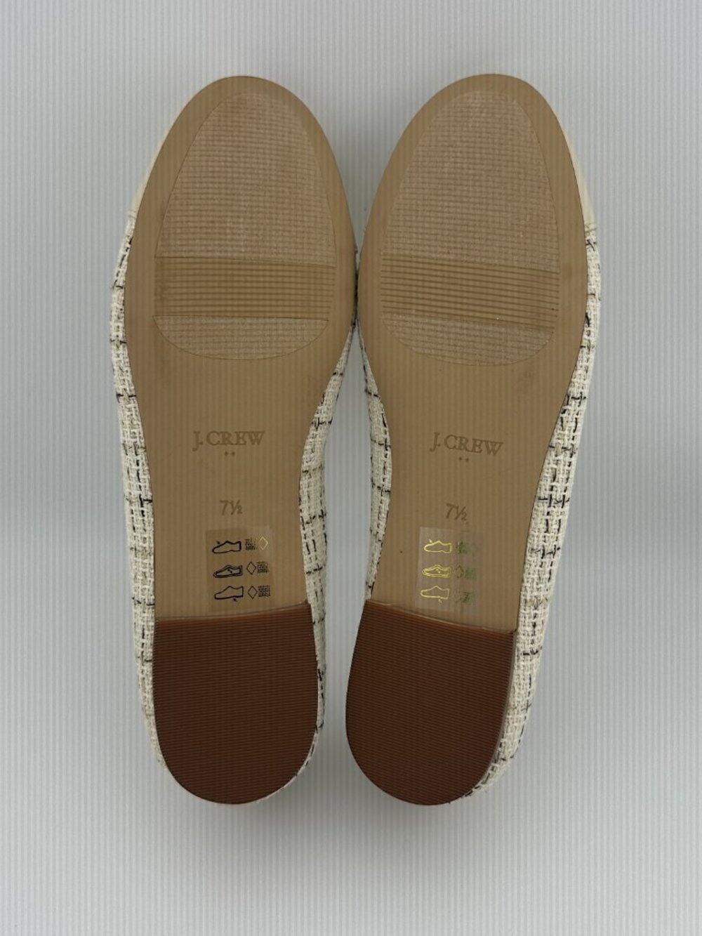 J. CREW TWEED BALLET FLATS NATURAL IVORY CREAM BOW SLIP ON WOMEN'S SHOE SIZE 7,5 - Picture 8 of 12